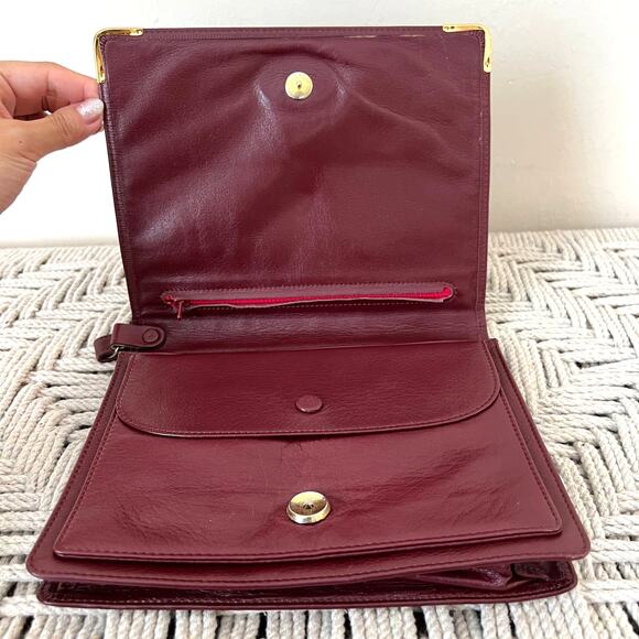CARTIER Classic Burgundy and Gold Clutch - Picture 13 of 16